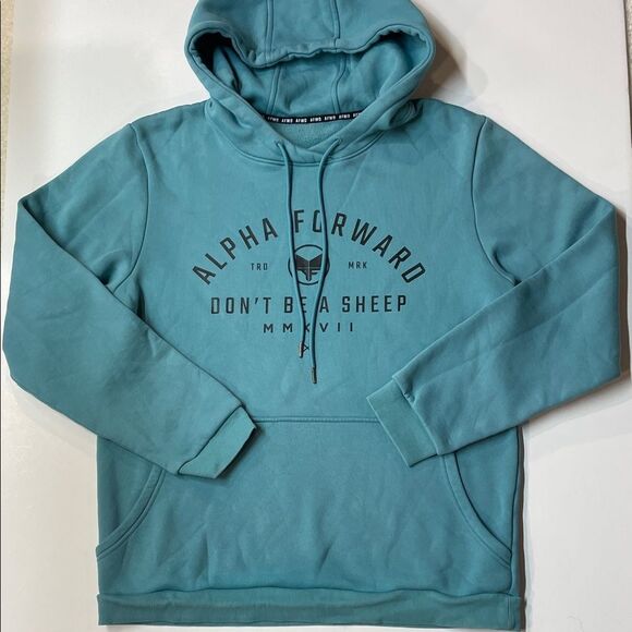 Alpha Forward Teal Graphic Hoodie “Don’t Be A Sheep” Sweatshirt Unisex Sz M - Picture 1 of 6